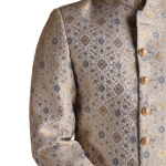 Golden Grey Royal Floral Pattern Banarasi Kim-Khab Sherwani | Regal Ethnic Wear | Jaipurio